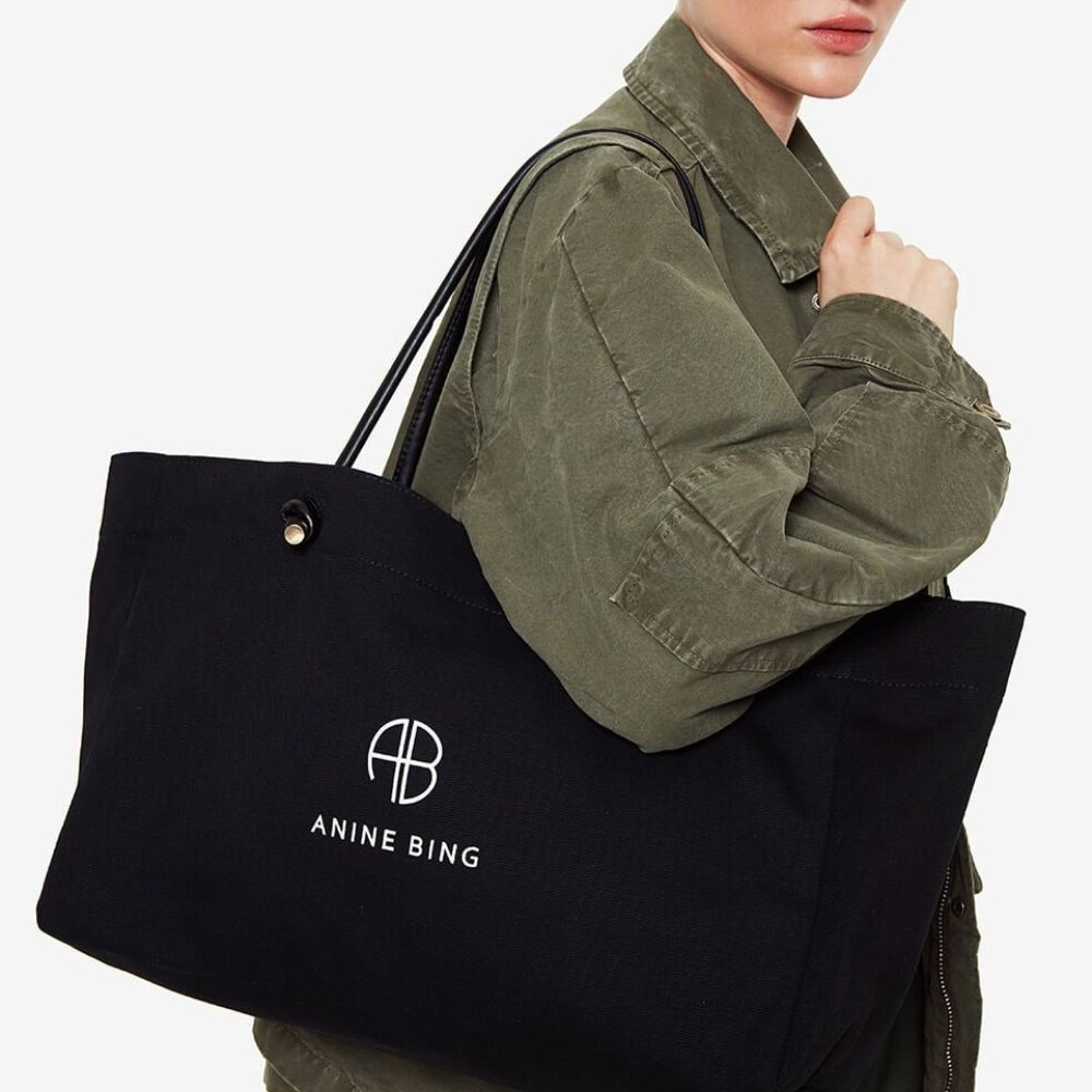 Anine Bing MEDIUM SAFFRON TOTE - Black - Picture 7 of 10